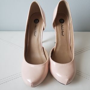 Pink patent leather d'orsay pumps